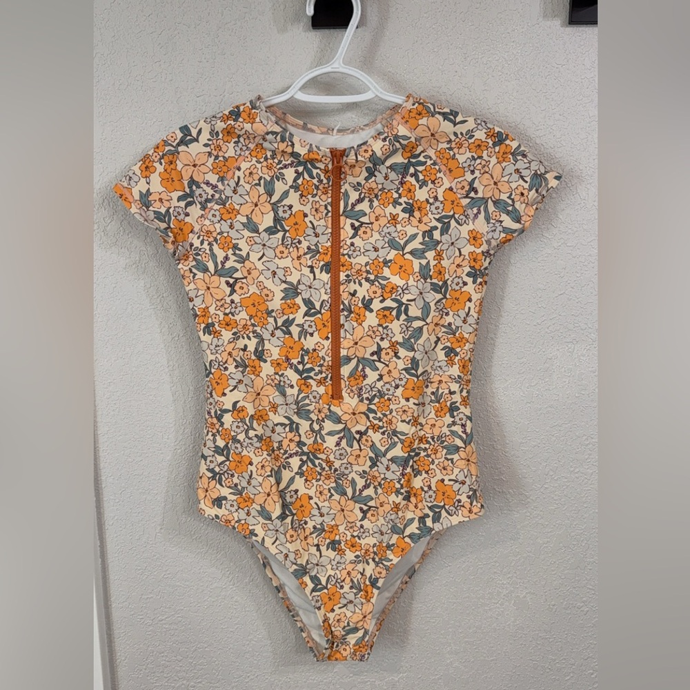 Floral Orange One Piece Swimsuit